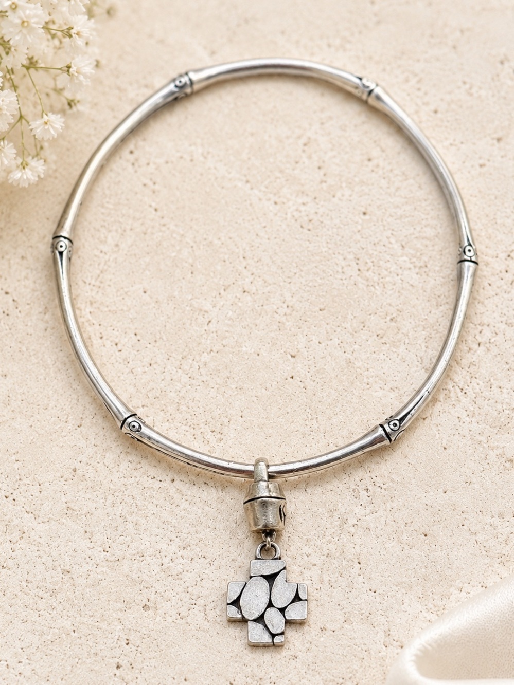 John Hardy Bamboo Kali Cross Charm Bangle Bracelet Sterling Silver 925 - Picture 12 of 12